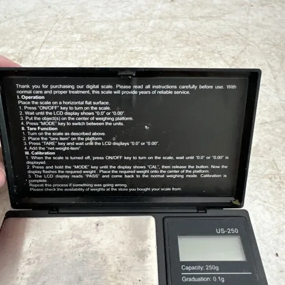 US-250 250g x0.1g DIGITAL JEWELRY SCALE FROM US BALANCE - Picture 5 of 7